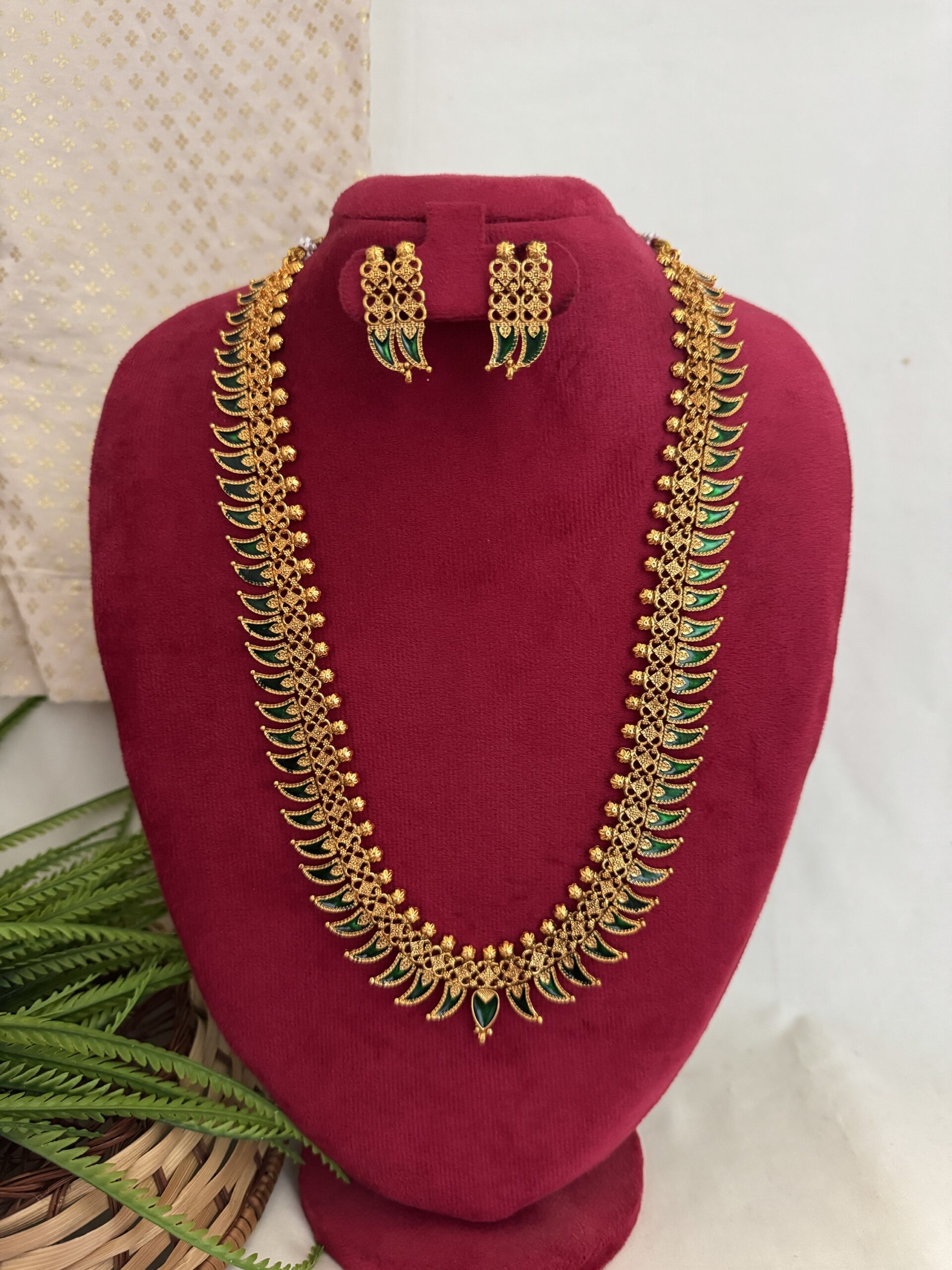 Palakka Leaf Haram Set - Green ( Enamel )