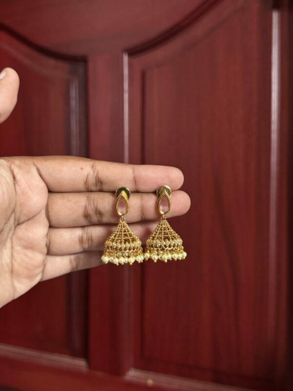 Meghna Dome Jhumkas - Pastel Pink - Image 2