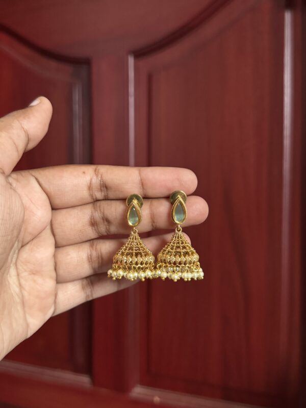 Meghna Dome Jhumkas - Pastel Blue