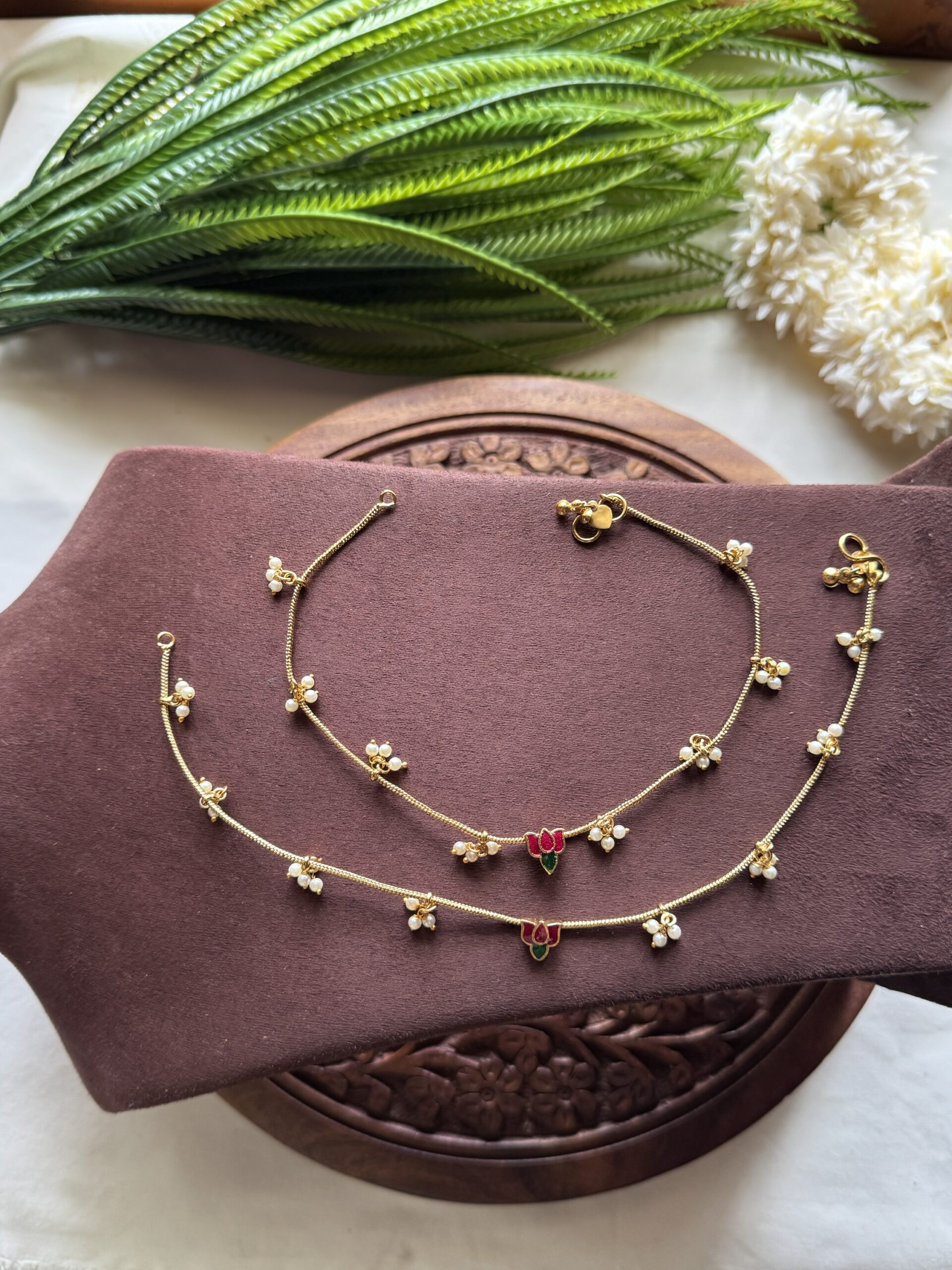 Lotus Pearl Anklets