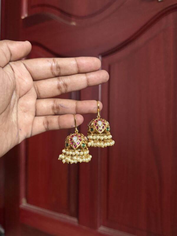 Mughal Pearl Drop Hook Jhumka - Image 2