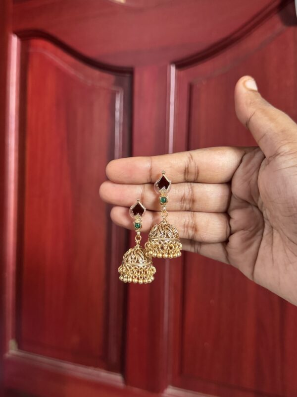 Tarangini Palakka jhumka - Ruby - Image 2