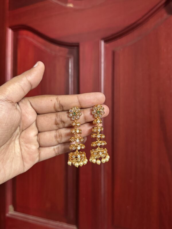 Dancing Heritage Layered Jhumka - Green