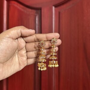 Dancing Heritage Layered Jhumka - Ruby