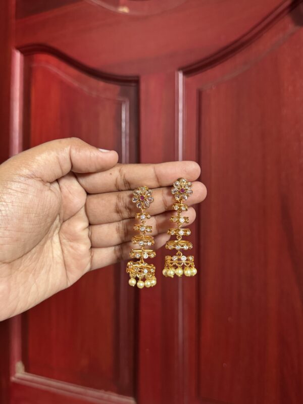 Dancing Heritage Layered Jhumka - Ruby