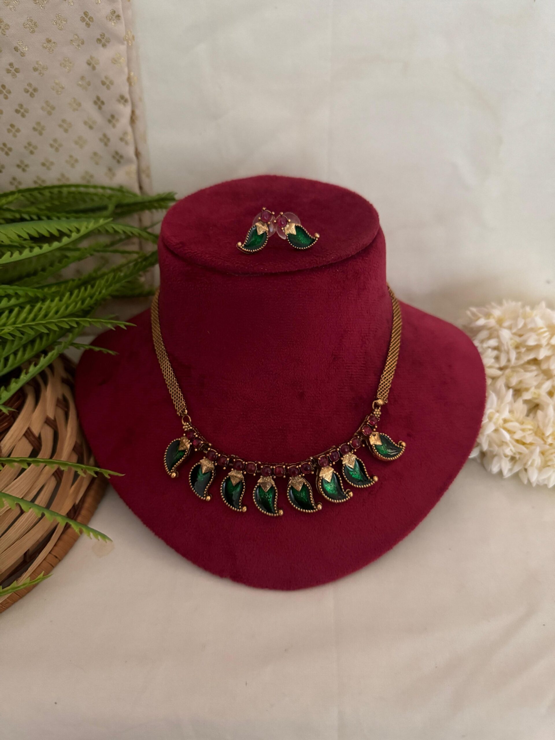 Crimson Paichu Charm Necklace  – Green (Enamel)