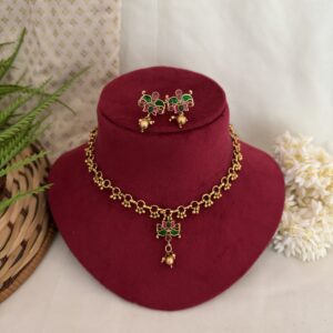 Green & Ruby Mini Lotus Drop Necklace