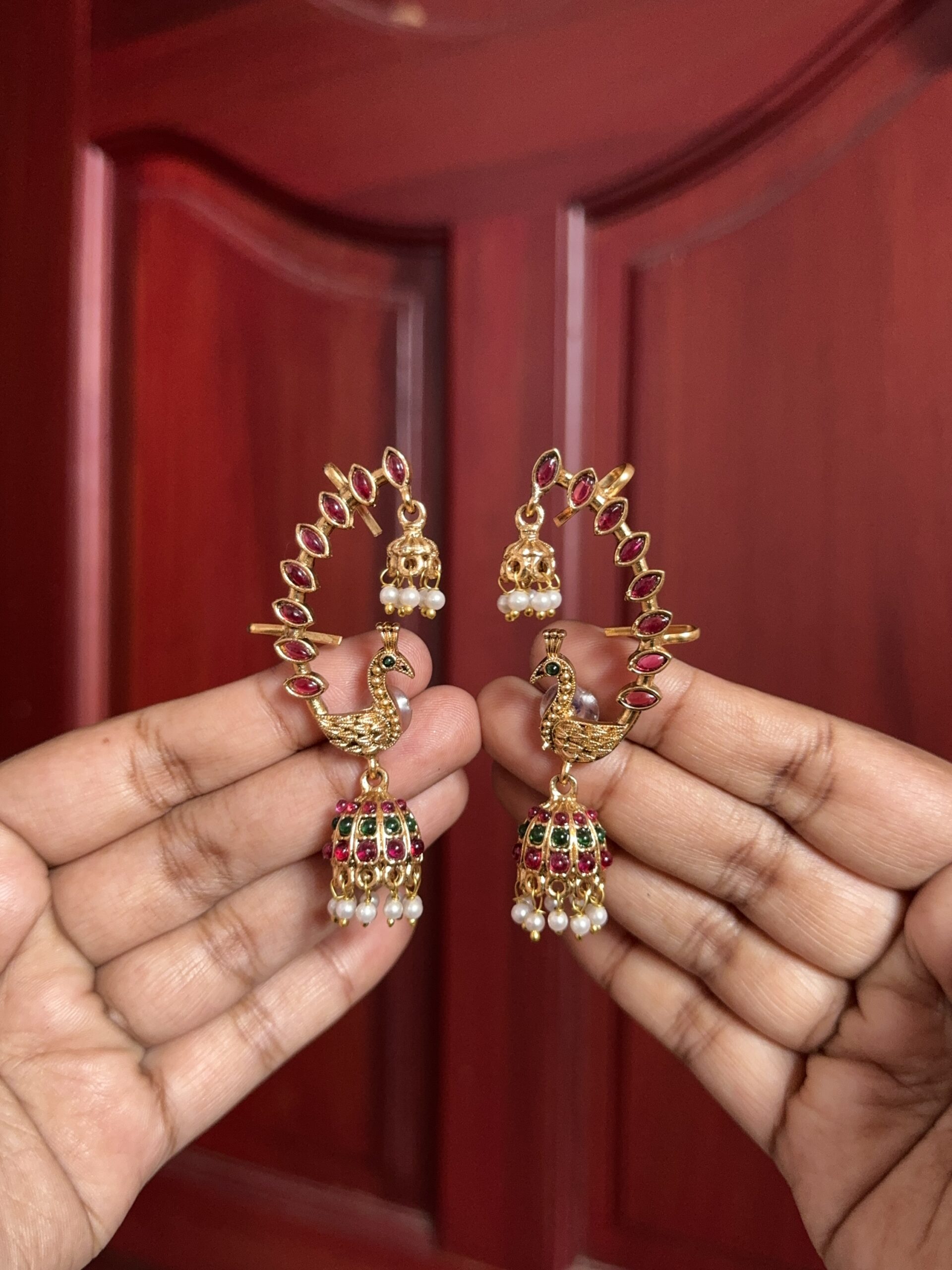 Peacock Ear Cuff Jhumkas