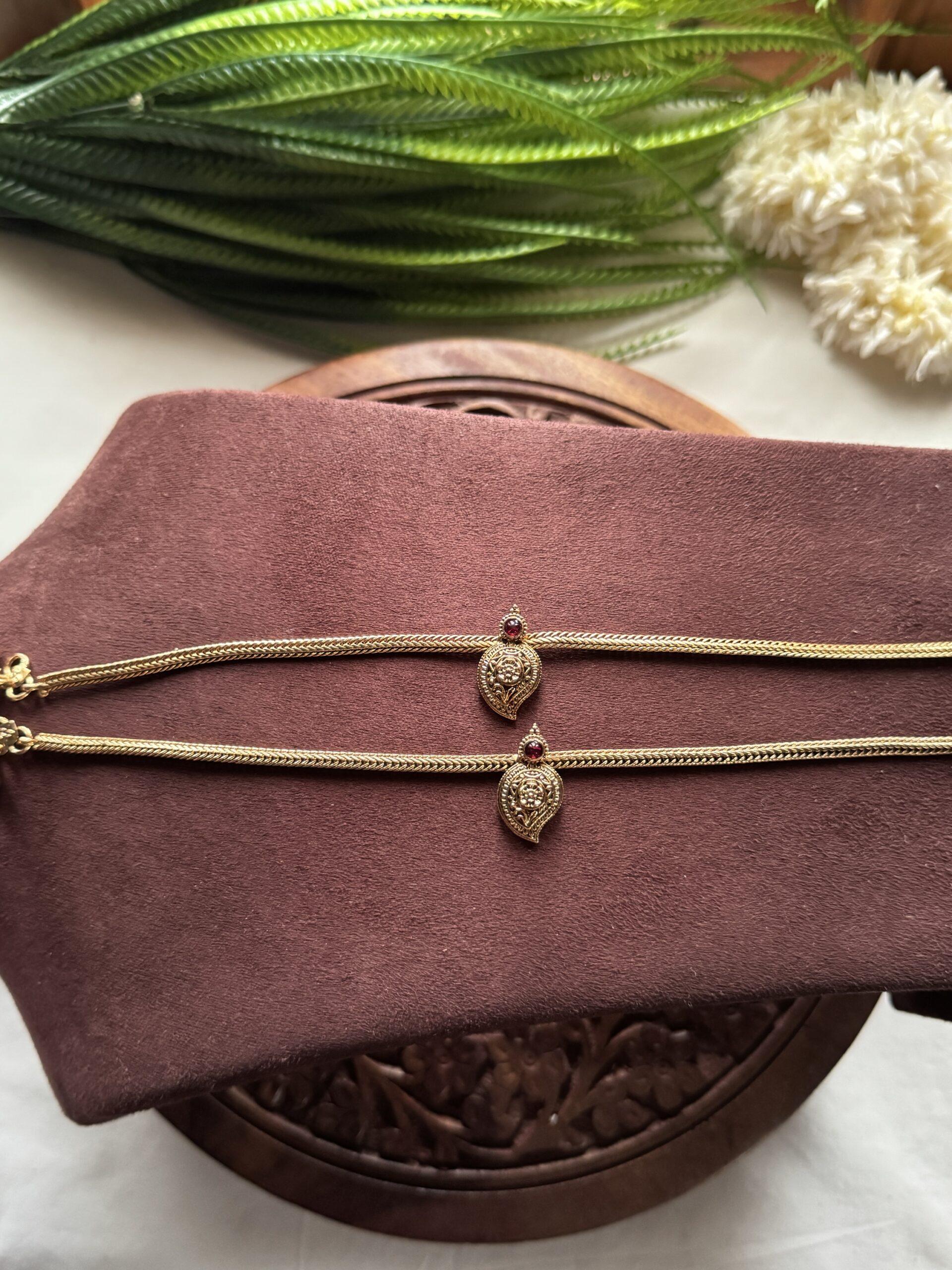 Mango Motif Anklet - Ruby