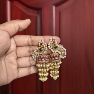 Royal Peacock Pearl Layer Jhumka