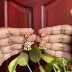 Aarohi AD Pearl Jhumkas - Ruby
