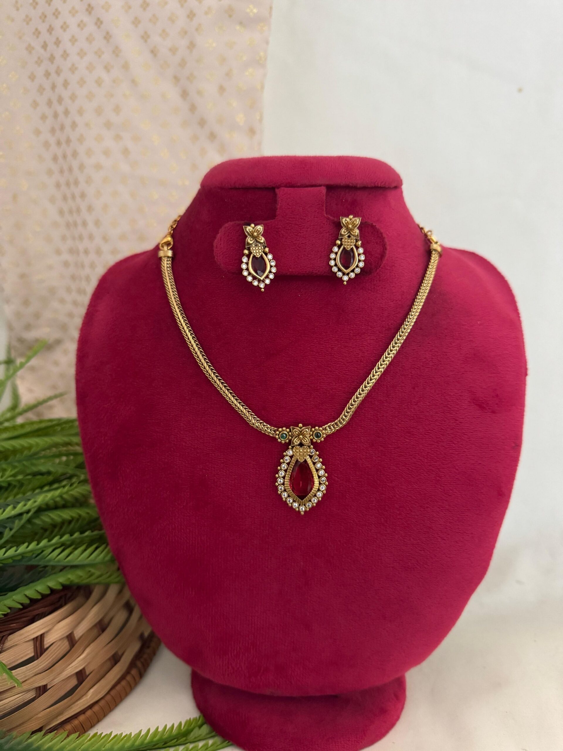 Chandrika Necklace Set - Ruby