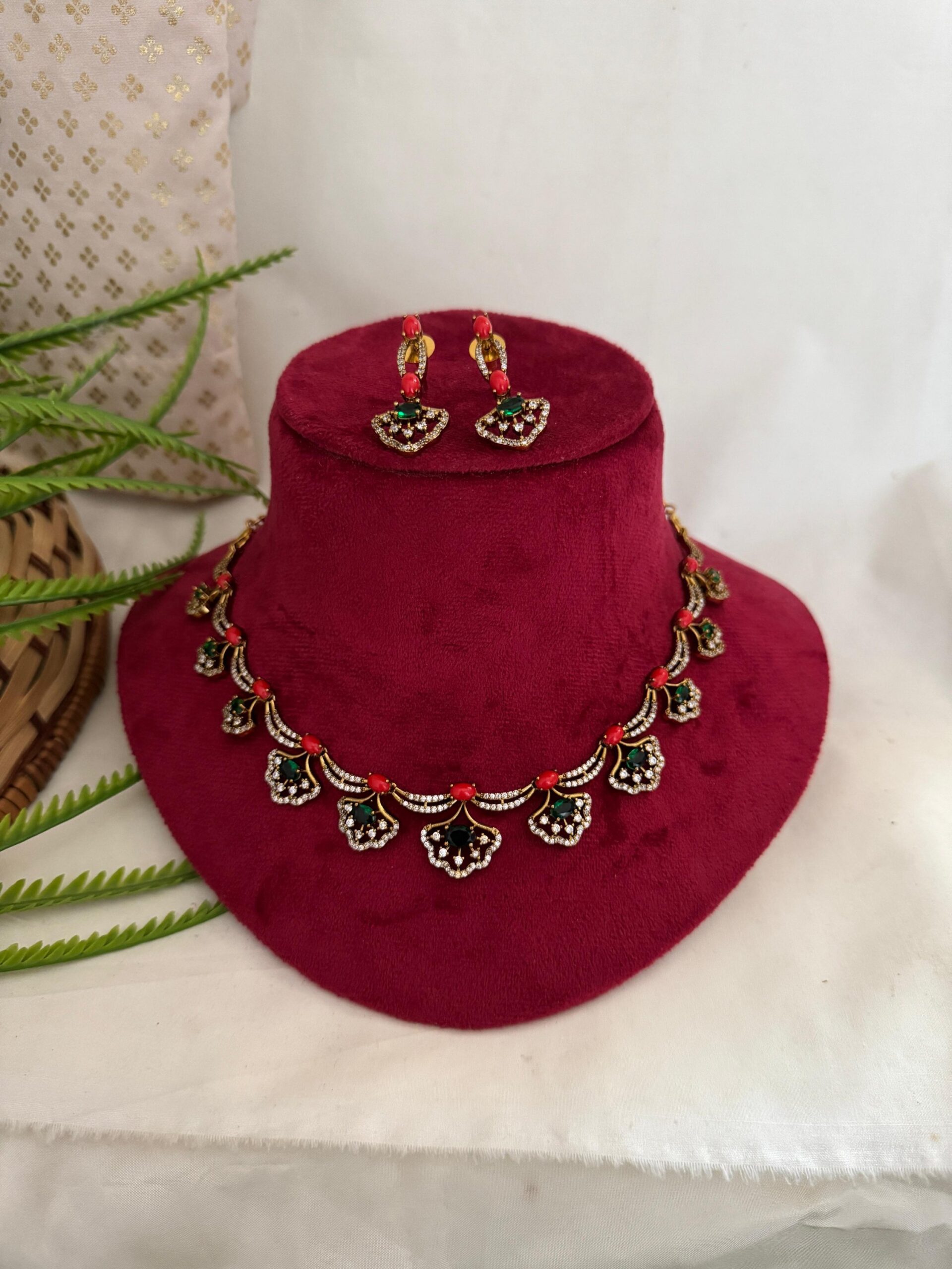 Mayura Bloom AD Necklace Set - Image 2