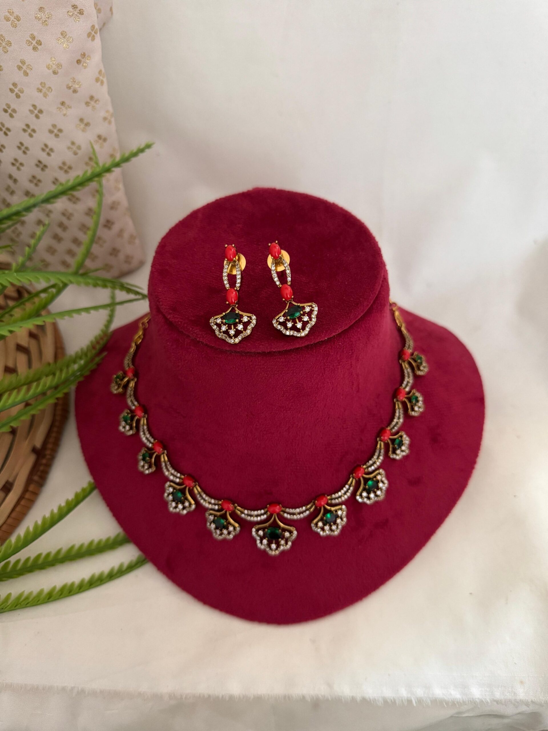 Mayura Bloom AD Necklace Set