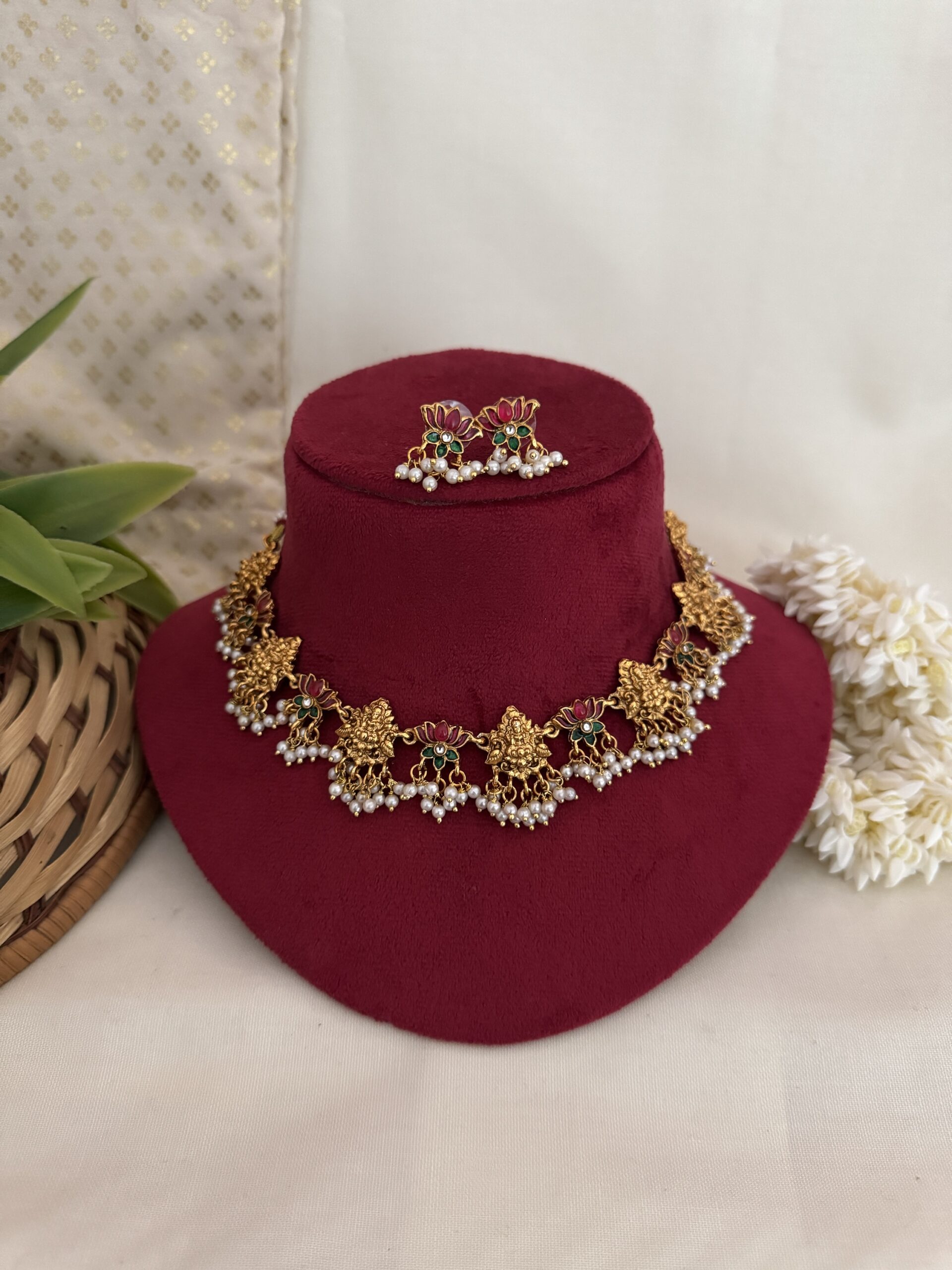 Lotus Lakshmi Temple Necklace