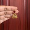 Square Jhumka Design - Ruby (Gold)