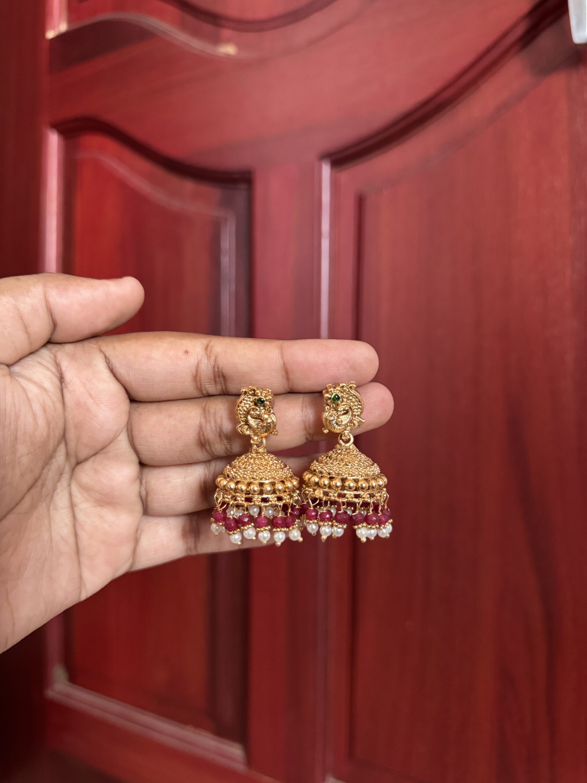 Mayura Ruby Jhumkas - Pink
