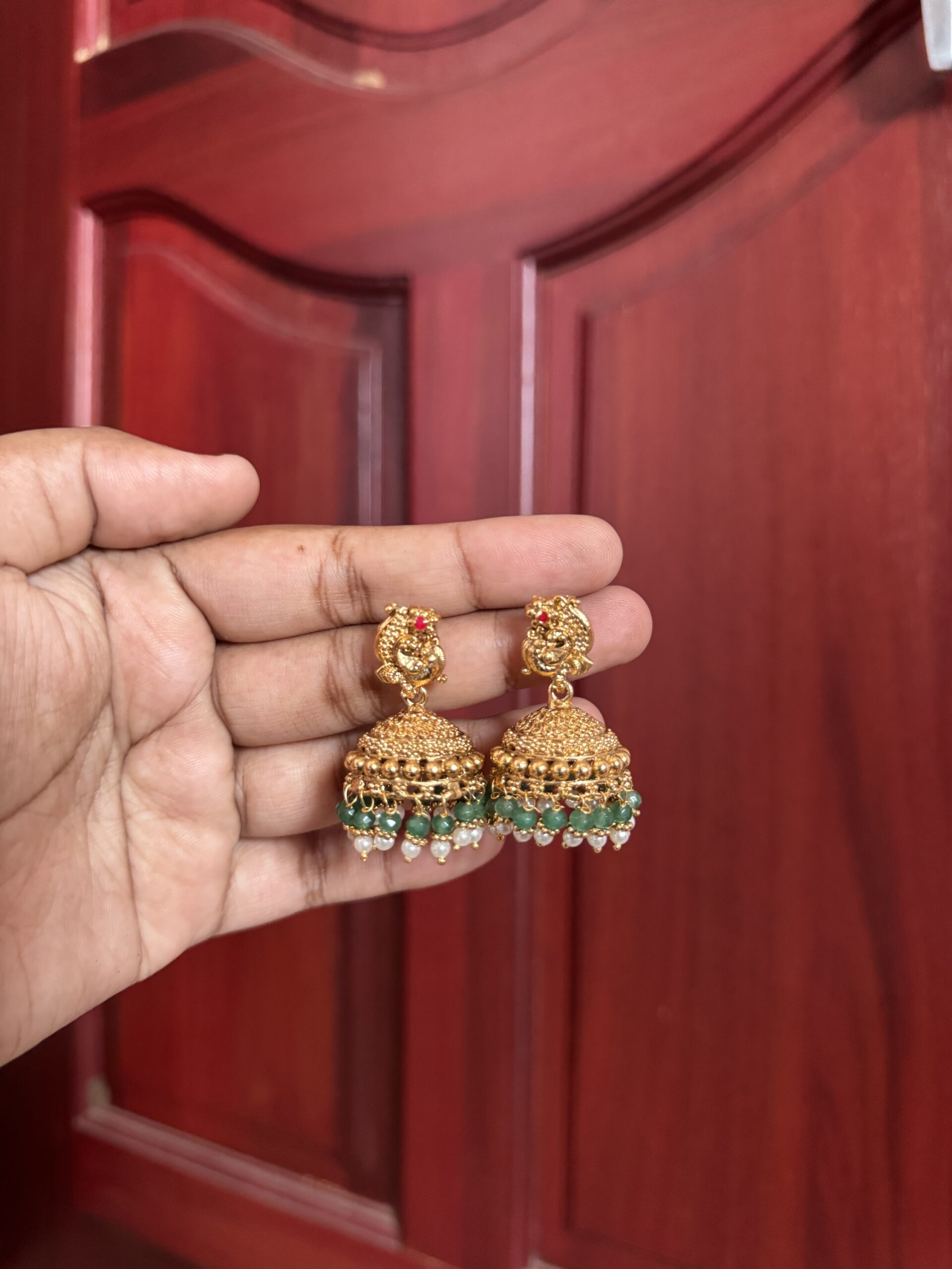 Mayura Green Jhumkas