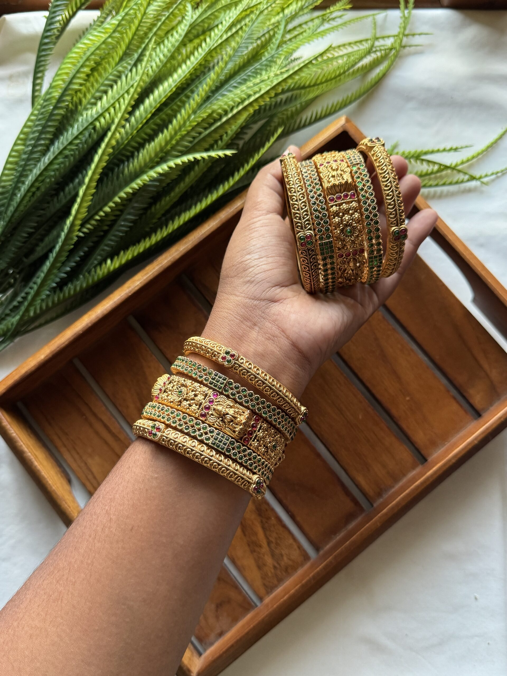 Rajamithra Brida Bangles Green Size 2/8 - Image 2