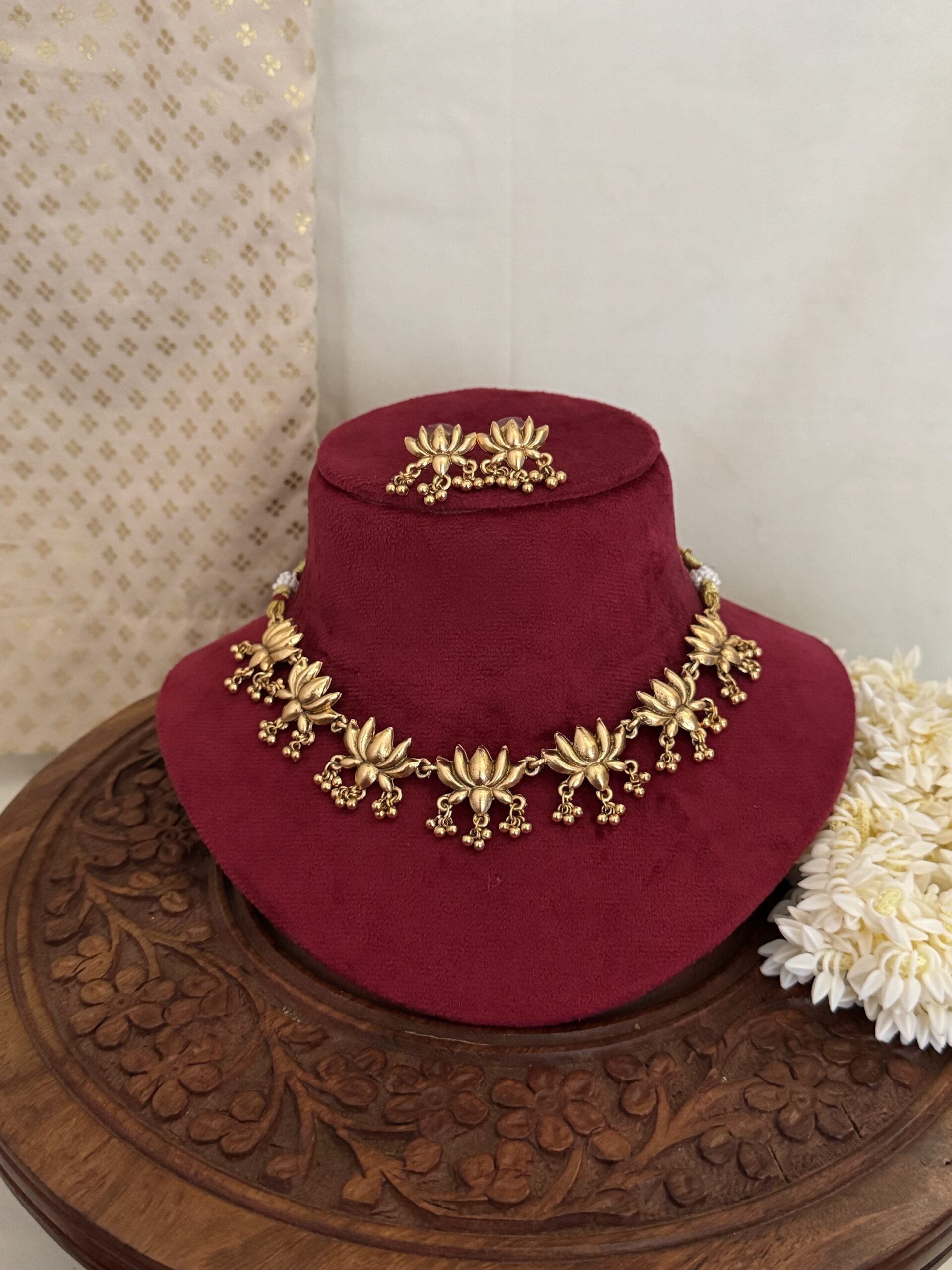 Golden Lotus Charm Necklace