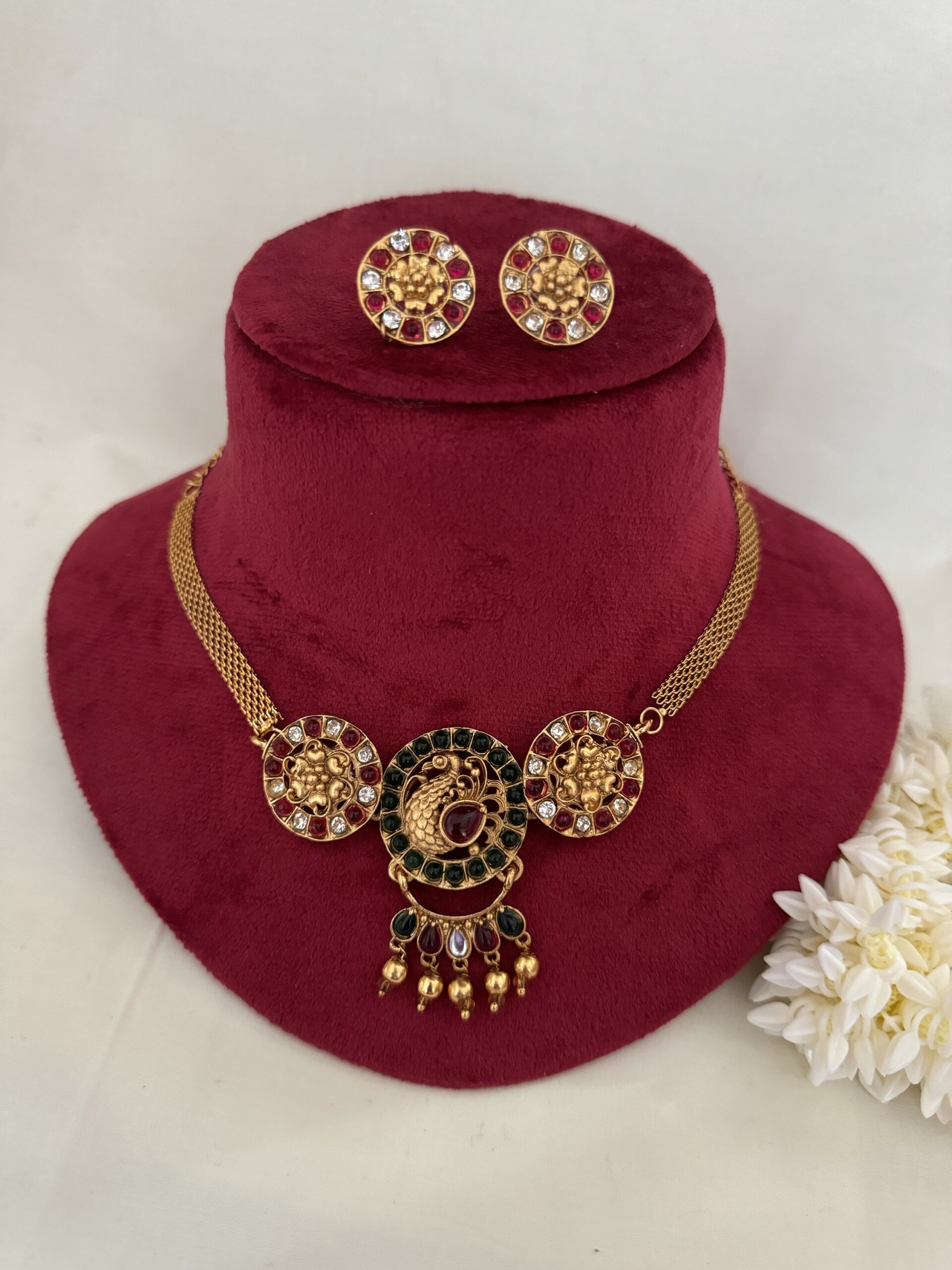 Peacock Circle Motif Choker