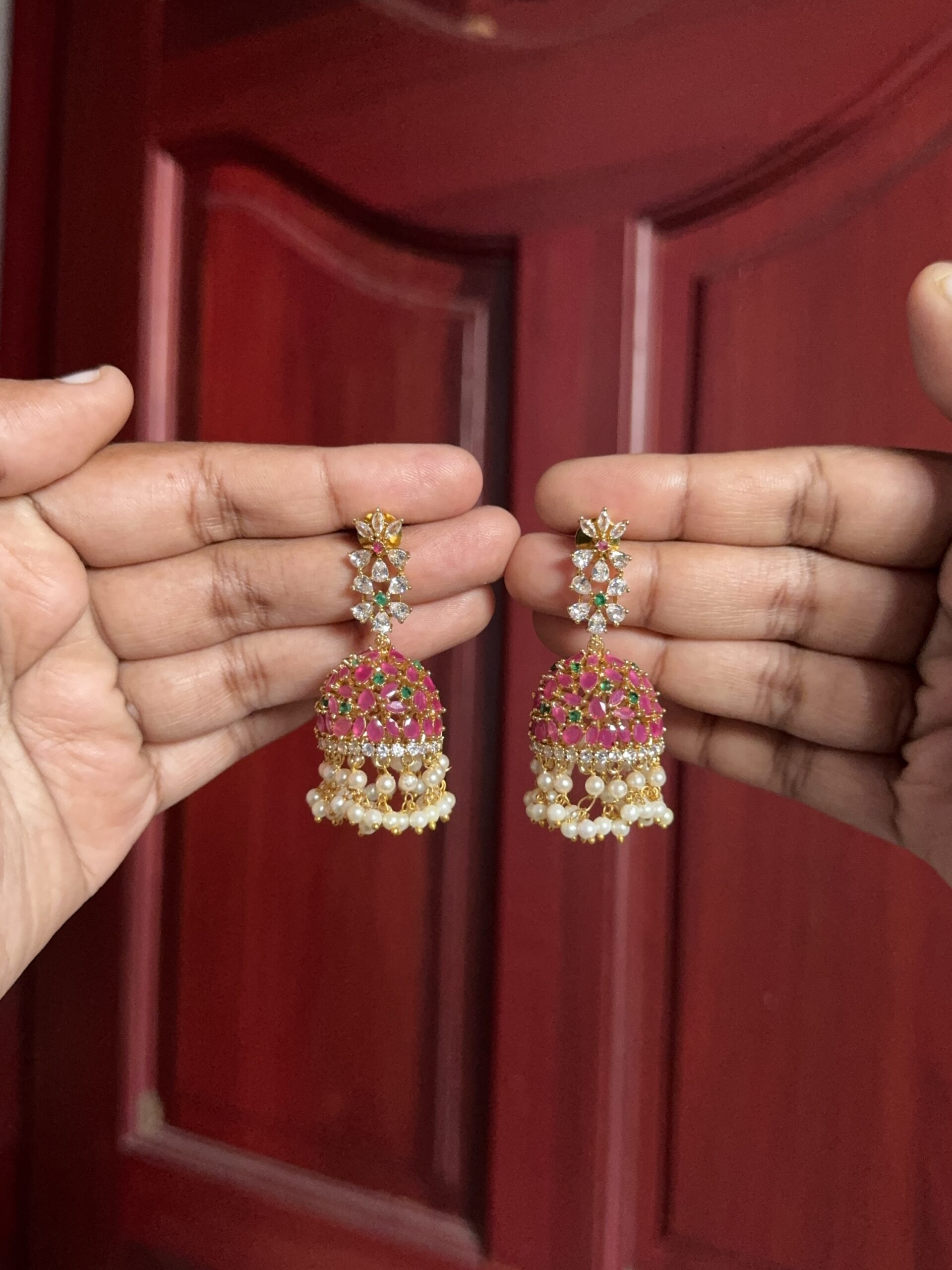 Gulabi Sparkle Jhumka - Mix