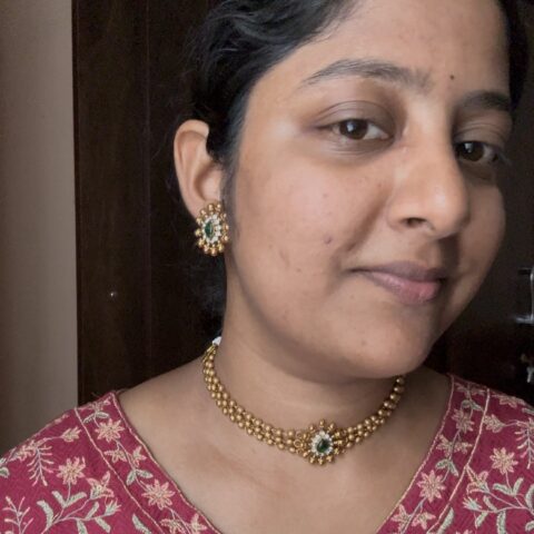 Golden Beaded Choker ( Thilagam ) – Green